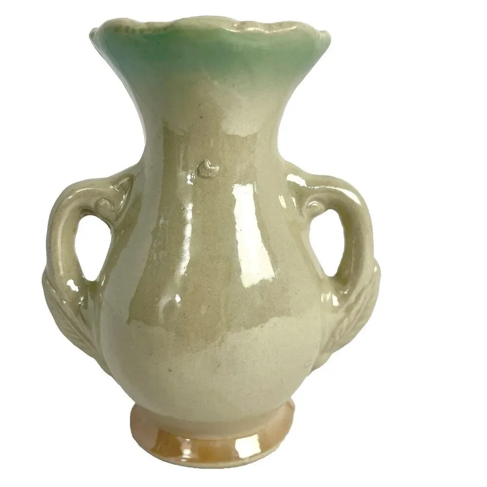 Vintage Japan Floral Bud Vase Pastel Green Raised Flower Cottagecore Decor